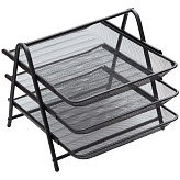 Лоток горизонтальный металическая сетка 3-х ярусный черный Berlingo "Steel&Style"