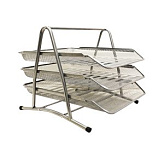 Лоток горизонтальный металическая сетка 3-х ярусный серебро Foska